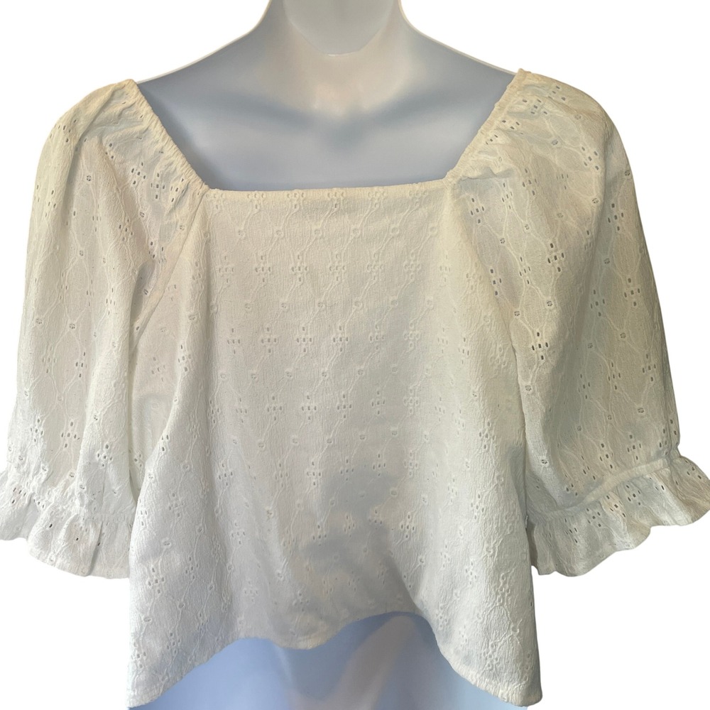 Lane Bryant Coquette Cottage Boho Top White Eyelet Peasant Boho‎ Size 22/24 - Picture 2 of 8